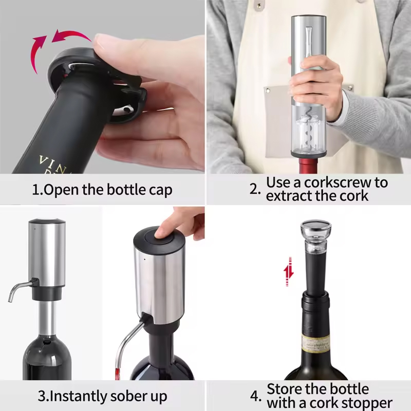 Wine Opener Electric - 4-in-1 충전식 전동 와인 오프너 세트