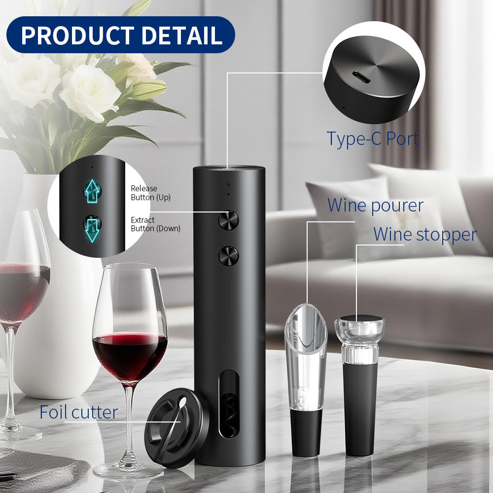 4-in-1 전동 와인 오프너 세트 USB 충전식 자동 - Wine Opener Electric 리뷰 및 가격