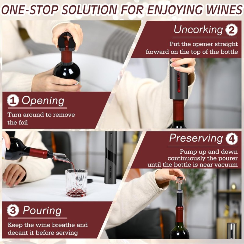 충전식 다기능 전기 자동 코르크 따개 와인 오프너 세트 - Wine Opener Electric 리뷰 및 가격
