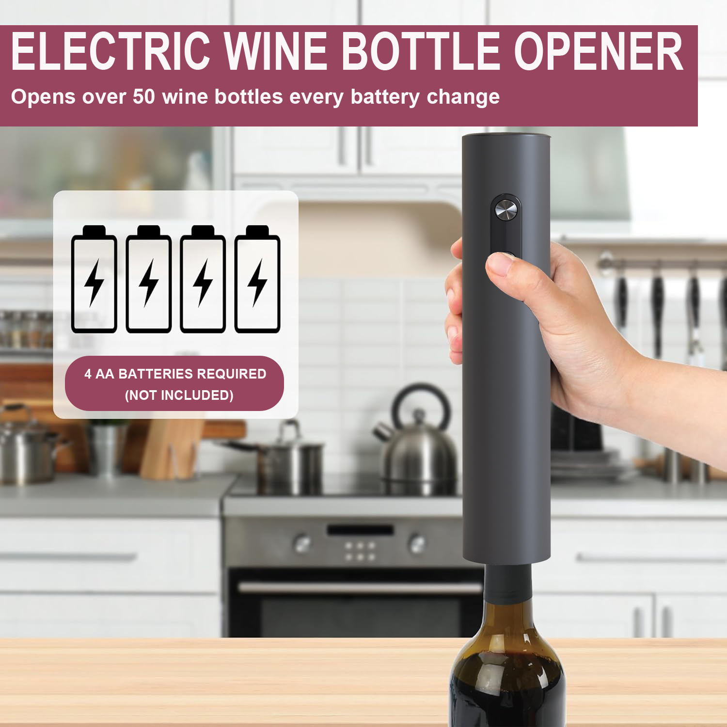 전기 와인 오프너, 호일 커터가 포함된 블랙 코르크 따 - Wine Opener Electric 리뷰 및 가격
